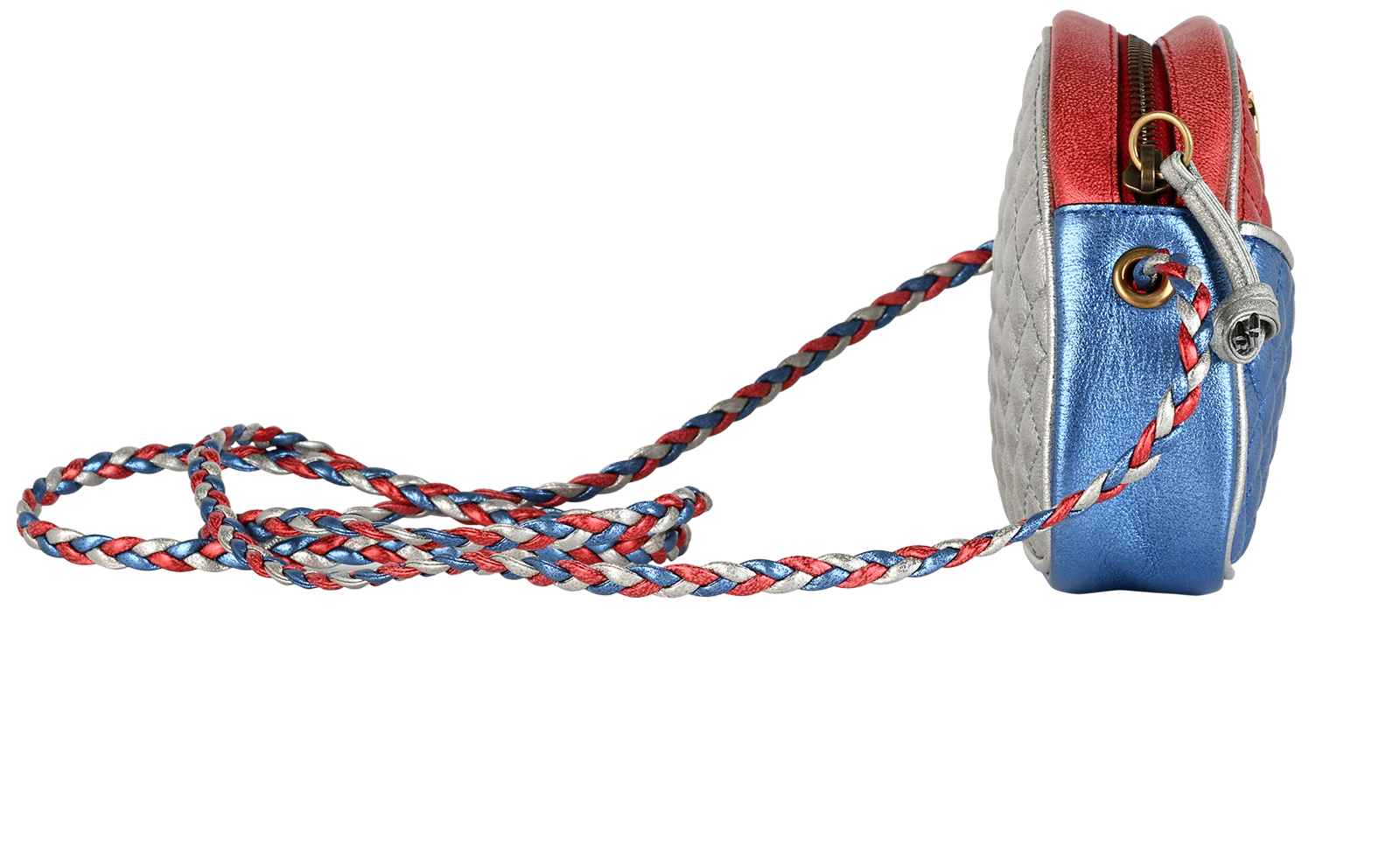 Mini Dome Trapuntata, &pound;550, Handbags, Blue/Red, Leather, Side view